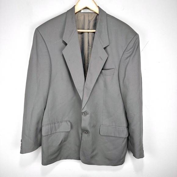 Marks & Spencer Sport Coat Blazer Men Medium 42 Gray 2 Btn Rayon Wool Blend - Picture 11 of 13